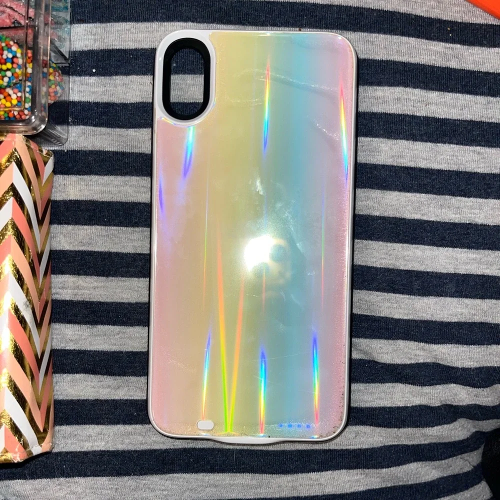 🎉 HOST PICK🎉 Luxy Lemon Rainbow Laser Holo Glass Battery Case for iPhone XS Max
